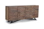GINER Y COLOMER - Buffet 4 portes en acacia massif avec pattes en métal - Finition naturelle patinée - Dimensions : 200 x 90 x 40 cm